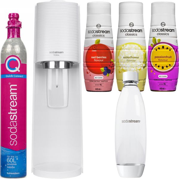 Sodastream Terra Spumantizzatore Bianco Bottiglia Da 1 Litro Set Di Cartucce 3 Sciroppi-image