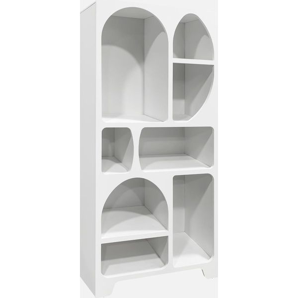 Libreria Organica Bianca Effetto Legno Con 8 Vani, Bianco-image