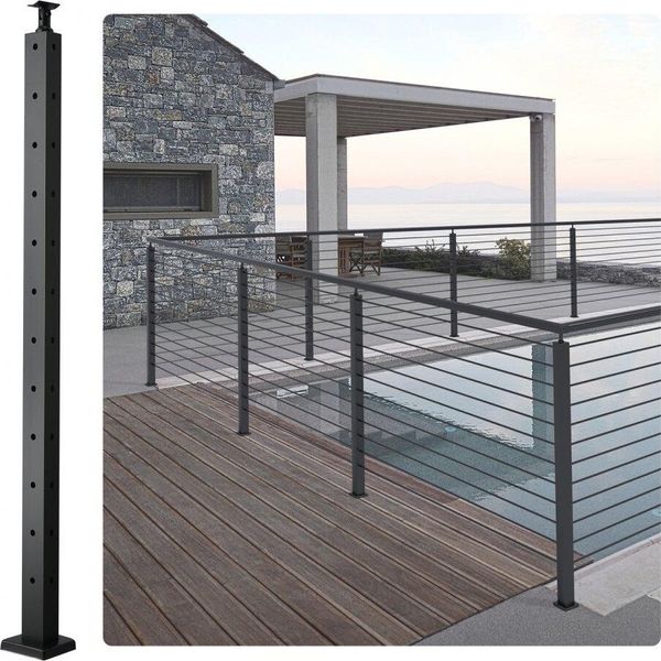 Paletto Per Ringhiera A L 106,68X2,54X5,08 Cm - Paletto Per Ringhiera Angolare Con Fori - Robusto Supporto Per Ringhiera Per Sistemi Di Recinzione Sicuri-image