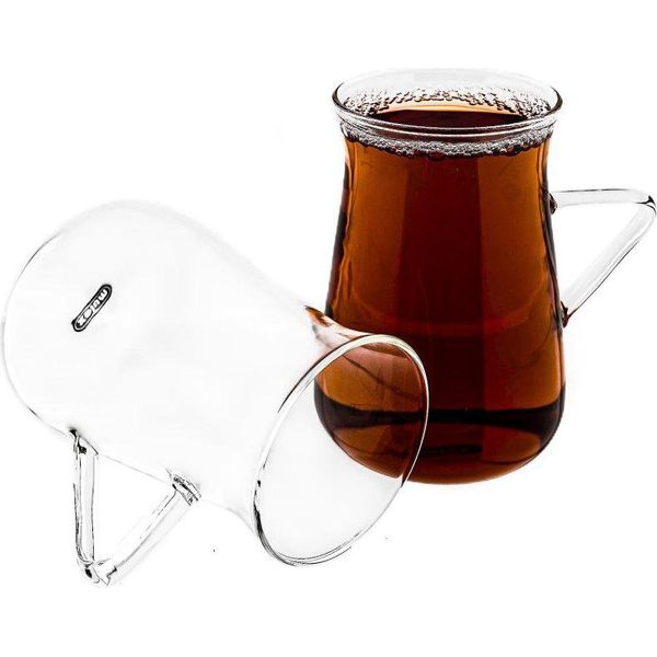 Set Di Bicchieri Da Tè 6 Pezzi Da 200 Ml In Vetro Borosilicato Con Manico Per Bevande Calde E Fredde-image