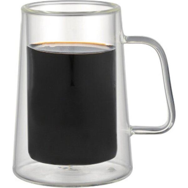 Set Di 4 Bicchieri Da Caffè A Doppia Parete Con Manico 200 Ml Trasparente Resistente Al Calore-image