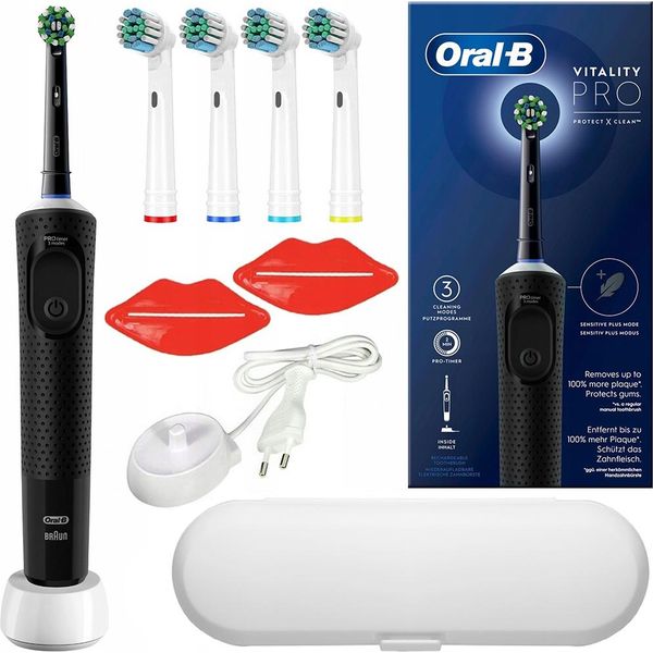 Spazzolino Oral-B Vitality Pro Protect X Clean 4 Testine Custodia Da Viaggio Nera-image