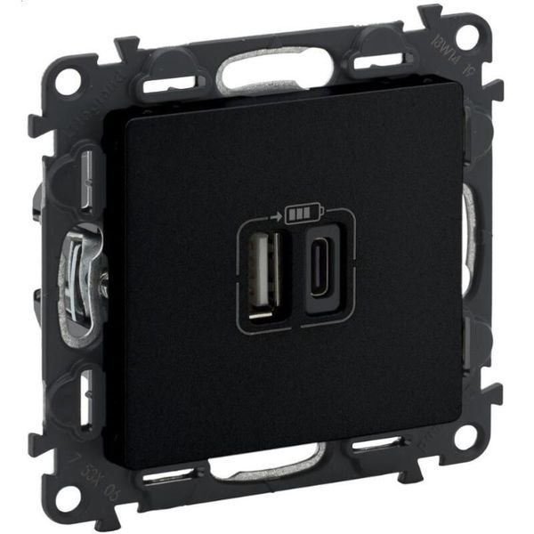 Presa 2XUSB A+C 5V 3A 15W Lgr 756306 Valena Life Legrand - Nero-image