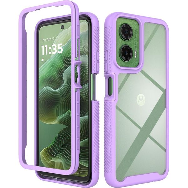 Custodia Per Motorola Moto G35, Copertura Posteriore Trasparente Ibrida, Robusto Paraurti In Tpu, Custodia Antiurto Viola-image