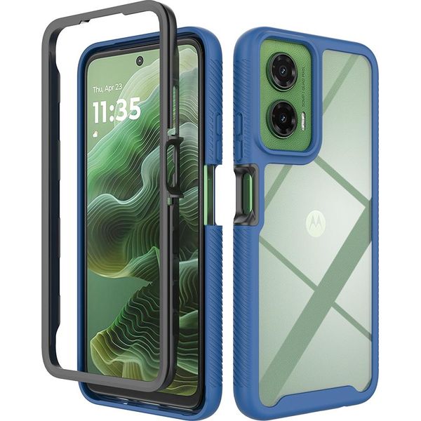 Custodia Per Motorola Moto G35, Copertura Posteriore Trasparente Ibrida, Robusto Paraurti In Tpu, Custodia Antiurto Blu Reale-image