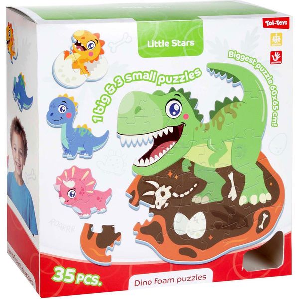 Toi-Toys Puzzle Da Pavimento In Schiuma Dino - Tappeto Da Gioco Con 36 Pezzi-image