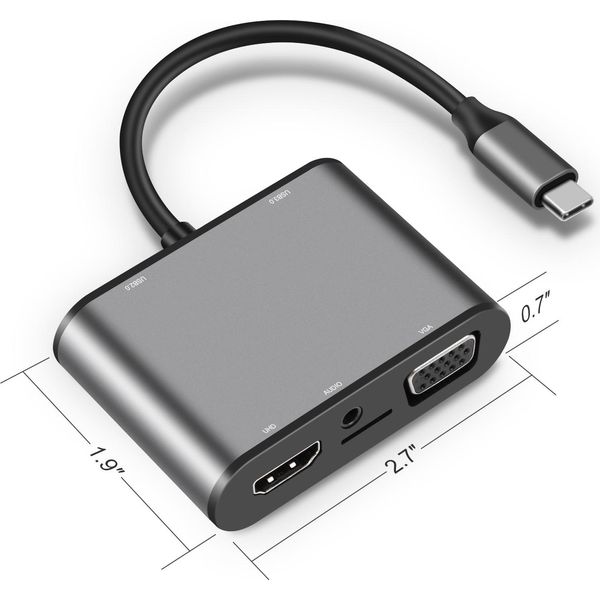 Inf Adattatore Multiporta Hub USB-C 8 In 1 Con Hdmi, Vga, Ethernet-image