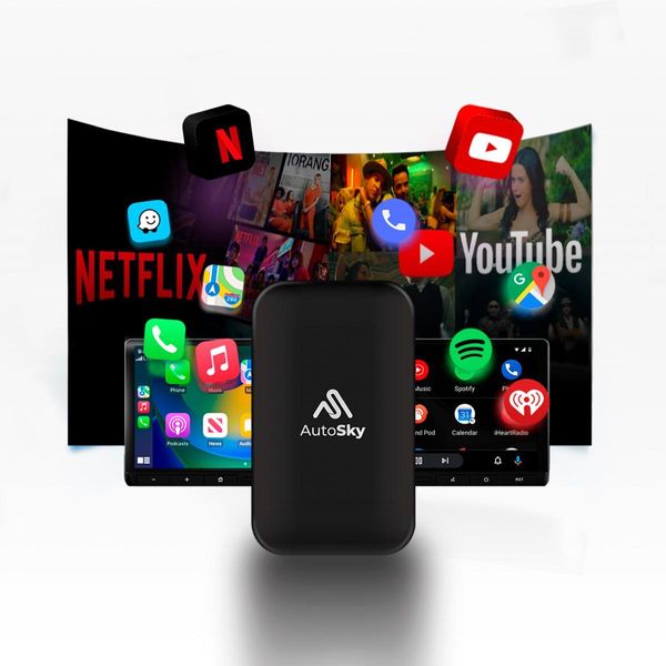 Autosky Wireless Carplay E Android Auto Ai Box Lite 2.0 - Youtube Netflix-image