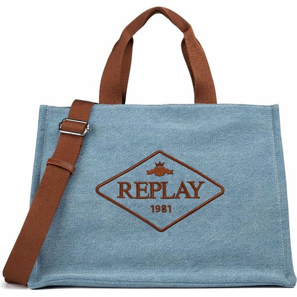 Replay Borsa A Tracolla Borsa Shopper Shoulder Bag Denimblue Grigio Cadetto-image