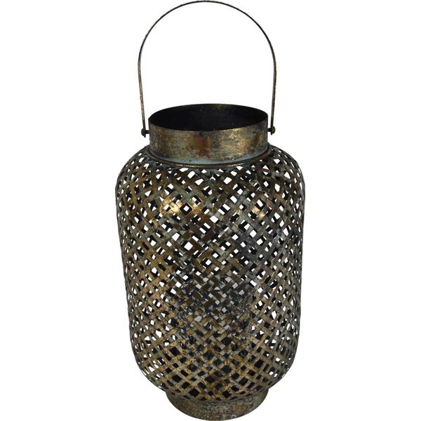Lanterna - Ø25X38Cm - Verde - Oro - Metallo-image