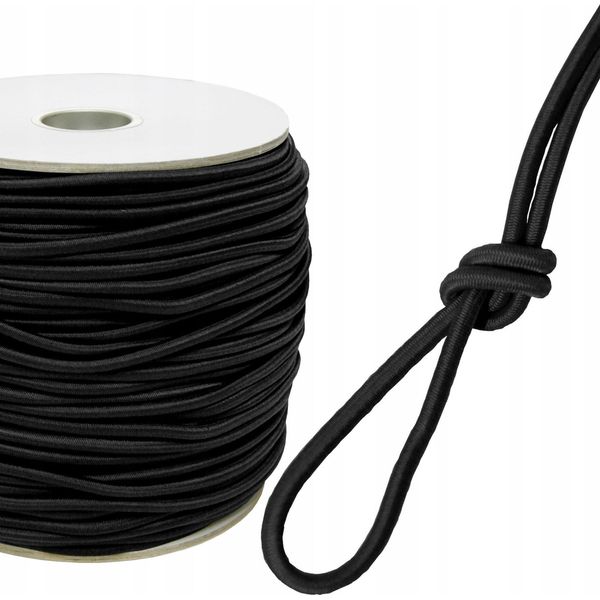 Ekspand | Corda Di Gomma Rope - 8Mm - Nero - Alta Elasticità - Resistente Ai Raggi Uv - 100M Di Lunghezza-image
