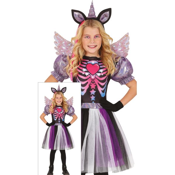Unicorno Halloween Costume Ali Fascia Bambini Sogno Magico Fantasia Arcobaleno Magia Glitter Foresta Creatura Sogno Avventura Mezzanotte Spettacolo Colorato Magia Galassia Cuore Glitter Brillare Notte Bagliore Costume Festa Bambini Costume Creatura Fantastica Travestimento Mondo Delle Fiabe Creatura Mitica, Taglia: 110/116 Colore: Multicolore-image