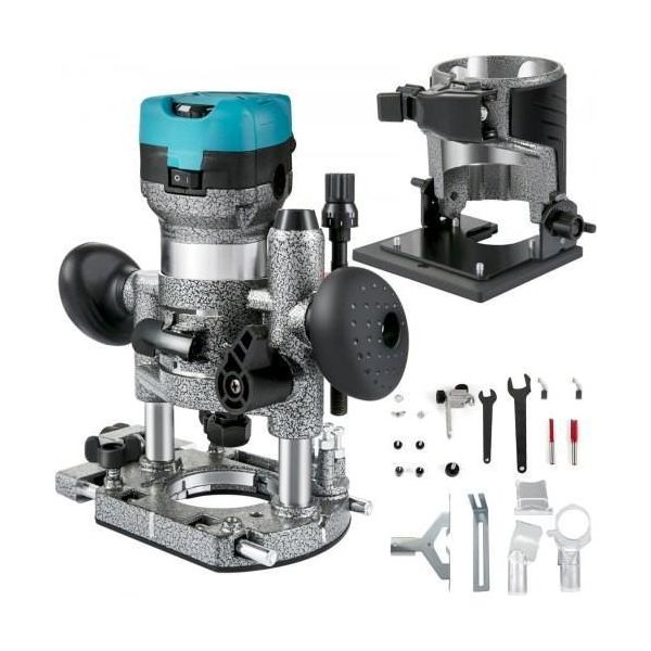 Utensile Per Fresatura Vevor, Fresatrice Per La Lavorazione Del Legno Da 710 W Con Tre Pinze, Fresatrice Per La Lavorazione Del Legno Con Base Inclinabile E A Tuffo, Fresatrice Per La Lavorazione Del Legno Con Alloggiamento In Alluminio E Velocità Di 13.000-33.000 Giri/Min-image