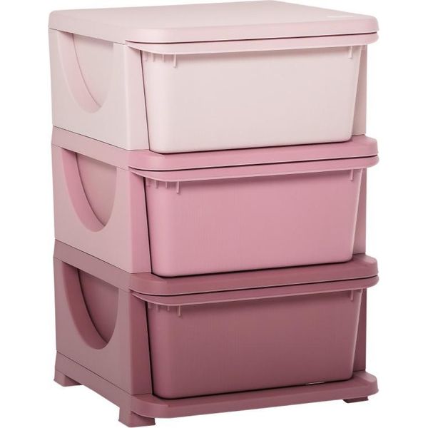 Fortuna Lai Contenitore Per Giocattoli, 3 Ripiani, Cassettiera Per Cameretta, Piccola Cassettiera Per Bambini, Rosa-image