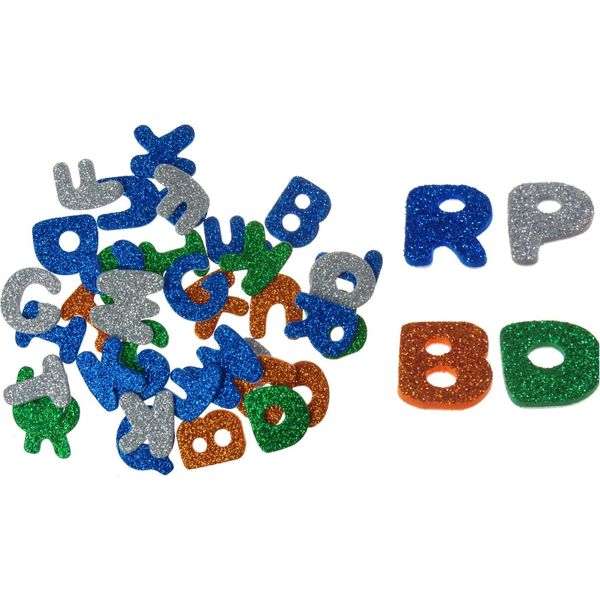 Adesivi Decorativi Lettere In Schiuma Glitterata 40 Pezzi Shan SK03-image