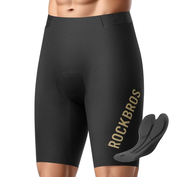 Rockbros Pantaloncini Da Ciclismo Da Uomo Corti Imbottiti Pantaloncini Da Ciclismo Traspiranti E Antiscivolo Con Imbottitura Per Mtb Nero Xxl-image