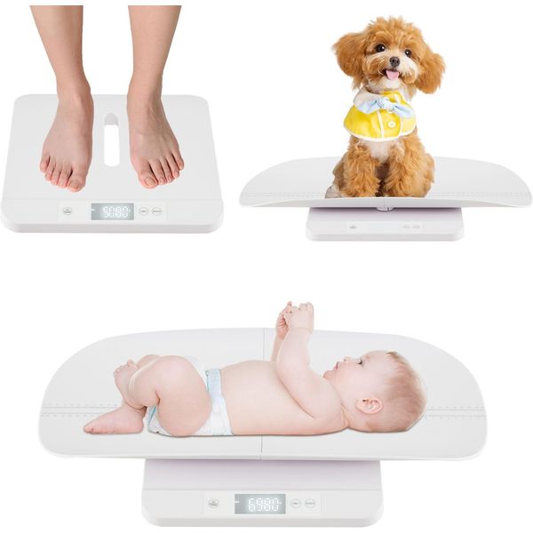 Costway Bilancia Digitale Per Bambini, Da 50G A 150Kg, Bilancia Per Bambini Con Vassoio, Display A Led, 5 Modalità Di Misurazione E Funzione Tara, Bilancia Per Neonati, Bilancia Digitale, Bilancia Per Animali Domestici-image