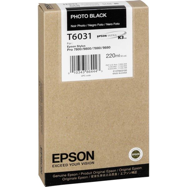 Epson T6031 - 220 Ml - Nero Fotografico - Originale - Cartuccia D'inchiostro - Per Stylus Pro 7800, Pro 7880, Pro 9800, Pro 9880-image