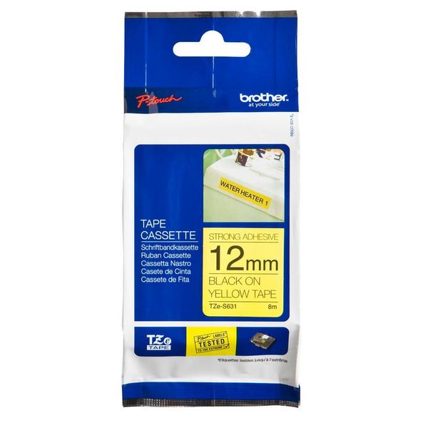 Brother | S631 | Nastro Laminato | Termico | Nero Su Giallo | Rotolo (1,2 Cm X 8 M)-image