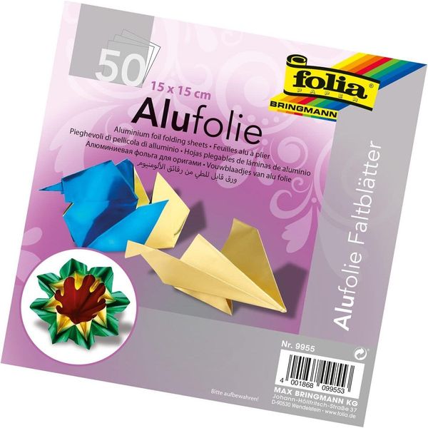 Folia 9955 Folia Foglietti In Alluminio, 150 X 150 Mm, 50 Fogli, Assortiti-image