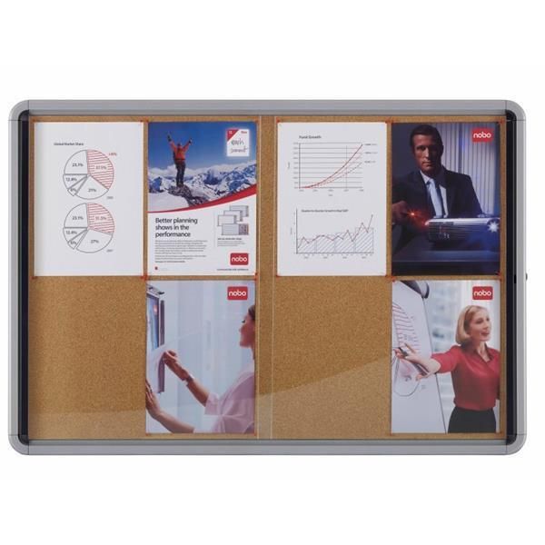 Espositore Nobo Porta Scorrevole Pannello Posteriore In Sughero 12 X Din A4 Spedizione-image