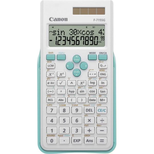 Canon F-715SG - Calcolatrice Scientifica - 10 Cifre + 2 Esponenti - Pannello Solare, Batteria - Bianco Con Blu-image