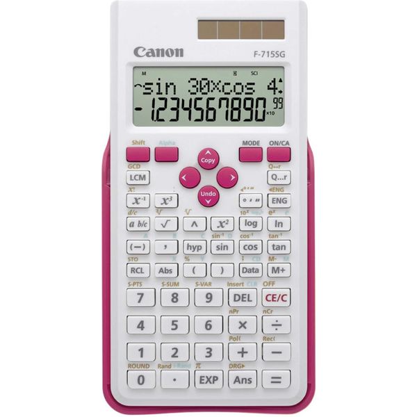 Canon F-715SG - Calcolatrice Scientifica - 10 Cifre + 2 Esponenti - Pannello Solare, Batteria - Bianco Con Magenta-image