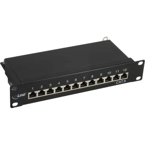 Inline - Patch Panel - Rack Montierbar - RJ-45 X 12 - Schwarz, Ral 9005 - 1U - 25.4 Cm (10")"-image