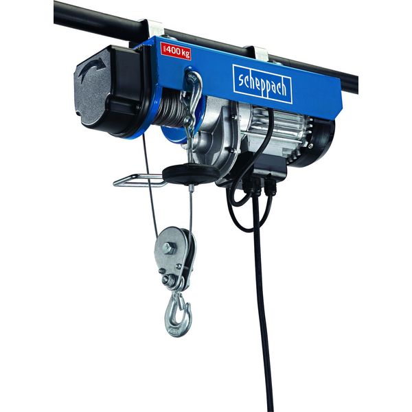 Paranco Elettrico A Fune Scheppach HRS400 | 230 V | 50 Hz | 780W | Portata 200 Kg E 400 Kg Con Puleggia | Altezza Di Sollevamento 12 M E 6 M Con Puleggia-image