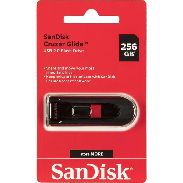 Sandisk Cruzer Glide - Unità Flash Usb - 256 Gb - Usb 2.0 - Nero, Rosso-image