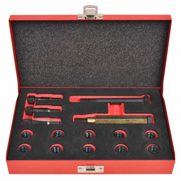 Vidaxl Set Di Riparazione Della Filettatura Delle Candele 15 Pezzi M10 X 1,0 Mm-image