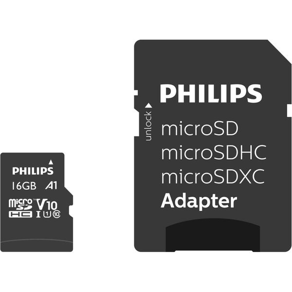 Philips FM16MP45B - Scheda Di Memoria Flash (Adattatore Microsdhc/Sd Incluso) - 16 Gb - Classe 10 - Microsdhc UHS-I-image