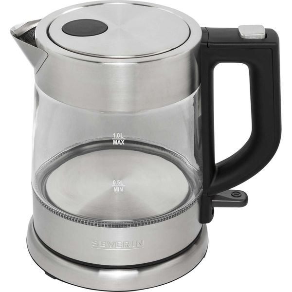 Severin Wk 3468 1L 2200W Schwarz - Edelstahl - Transparent Wasserkocher (Wk 3468)-image