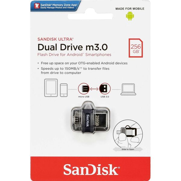 Sandisk Ultra Dual M3.0 - Unità Flash Usb - 256 Gb - Usb 3.0 / Micro Usb-image
