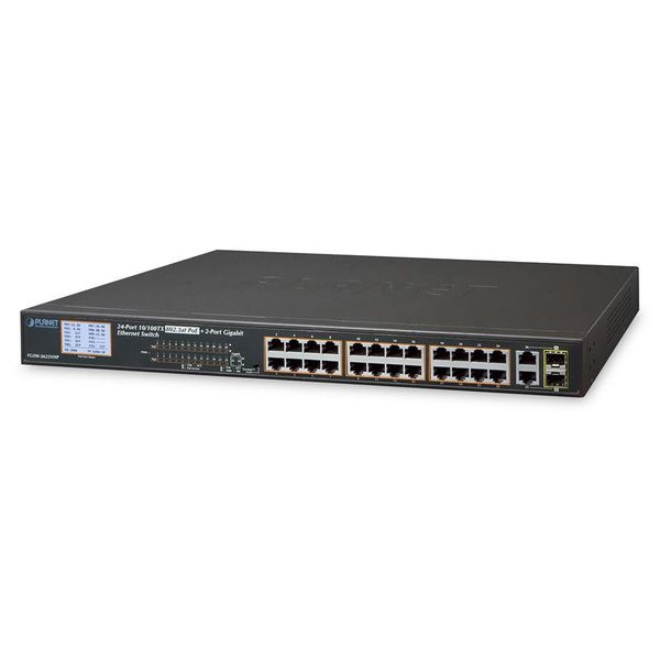 Planet FGSW-2622VHP - Switch - Non Gestito - 24 X 10/100 (Poe+) + 2 X Combi Gigabit Sfp - Montabile Su Rack - Poe+-image