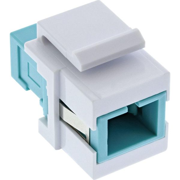 Inline® Fibra Ottica Accoppiatore Keystone A Scatto Bianco, Simplex Sc/Sc, Multimodale, Turchese, Manicotto In Ceramica-image