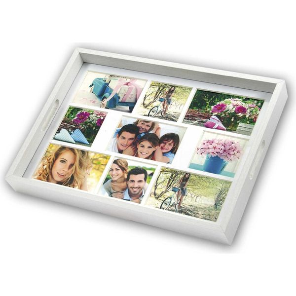 Zep Vassoio Portafoto Bianco 45X35 Vassoio Portafoto In Legno 9 Immagini W006-image