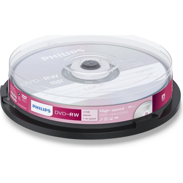 Philips DN4S4B10F - 10 X DVD-RW - 4.7 Gb (120 Min.) 1X - 4X - Spindel-image