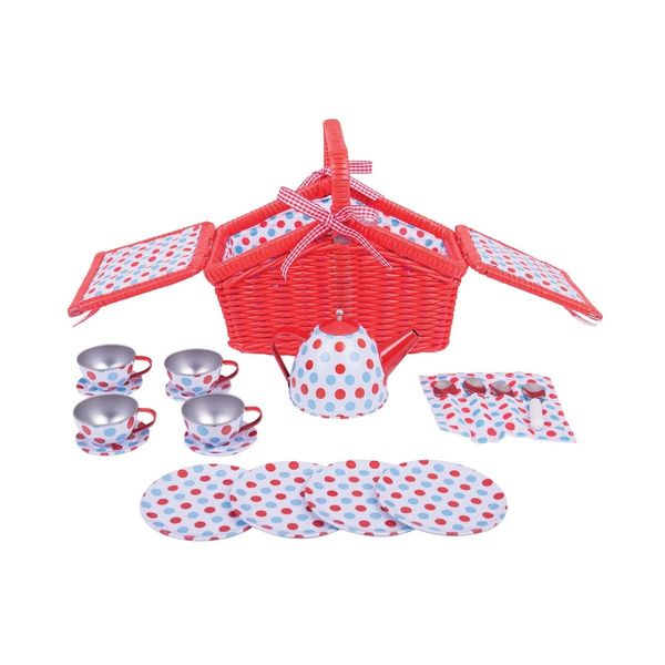 Rappa Bigjig Toys Giocattoli In Legno - Set Da Tè In Cestino Da Picnic-image