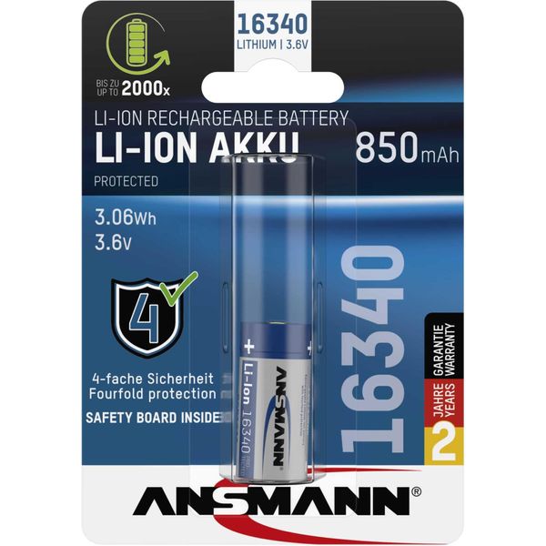Ansmann 16340 Batteria Agli Ioni Di Litio 850Mah 3,6V Versione Standard 1300-0017-image