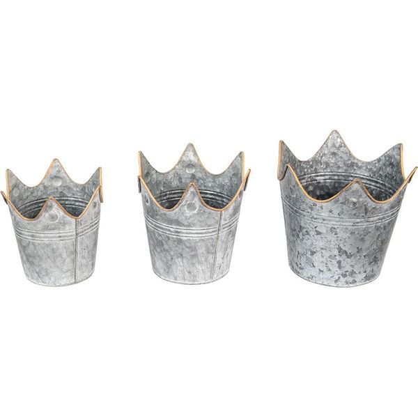 Portapiante Clayre & Eef Ø 24 Ø 21 Ø 19 Cm In Metallo Grigio-image