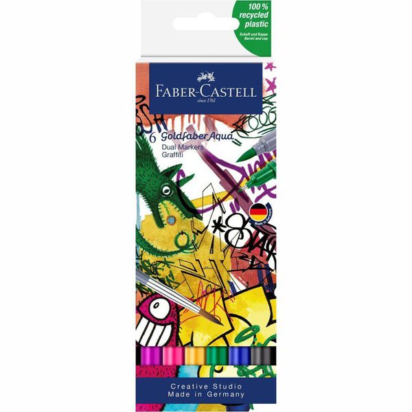 Faber-Castell 164525 FABER-CASTELL Pennarello Acquerello Goldfaber, Confezione Da 6 Graffiti-image