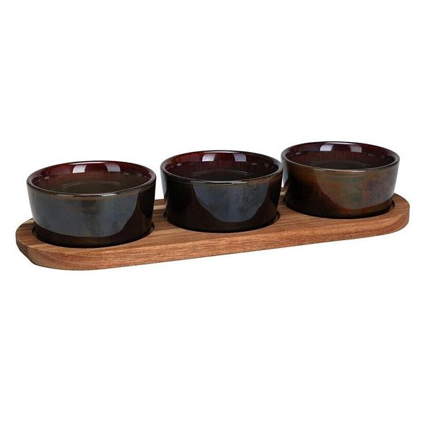 Koopman Set Di Ciotole Da Portata Eccellente Con Base In Legno-image