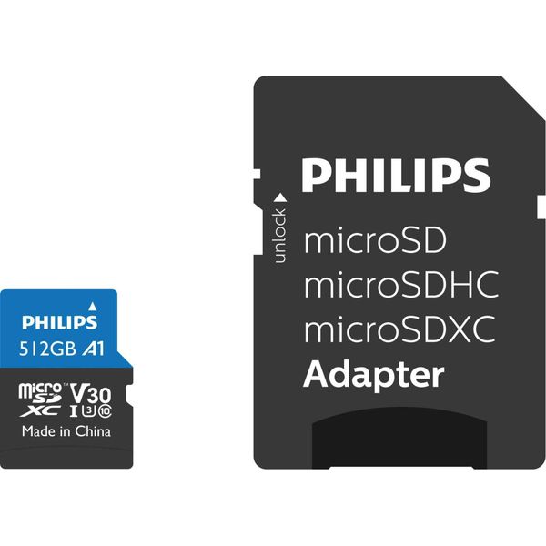 Philips Microsdxc Card 512GB Class 10 UHS-I U3 Incl. Adapter (FM51MP65B/00)-image