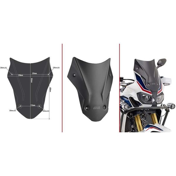Parabrezza Givi D1144BOG Colorato, 400 Mm X 310 Mm, Con Abe Per Honda Crf 1000 L-image
