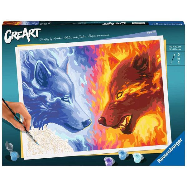 Ravensburger Painting By Numbers 23549 - Motivo Premium Fuoco E Ghiaccio Da 14 Anni Con Colori Acrilici E Lavagna Da Colorare-image