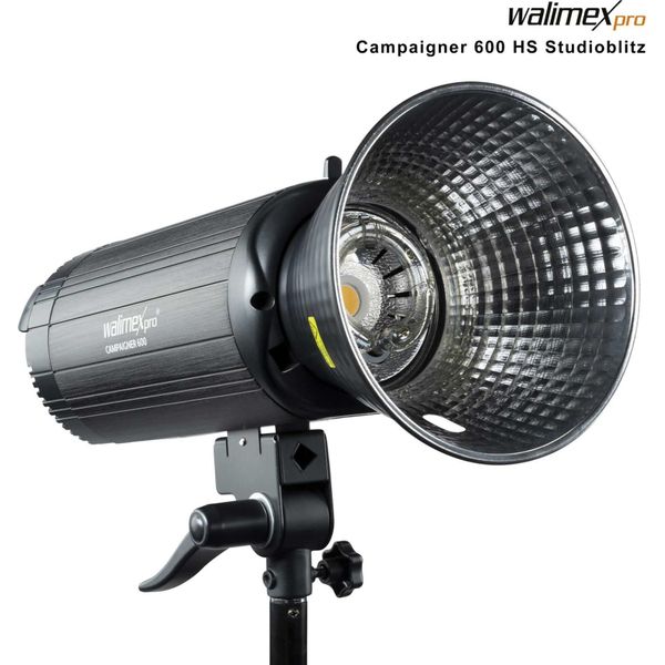 Walimex Pro Campaigner 600 Hs Flash Da Studio Con Ricevitore Integrato Da 2,4 Ghz, Unità Flash 600 Ws Con Riflettore, Flash Fotografico Con Tempo Di Accensione Rapido, Luce Di Modellazione A Led E Pannello Di Controllo-image