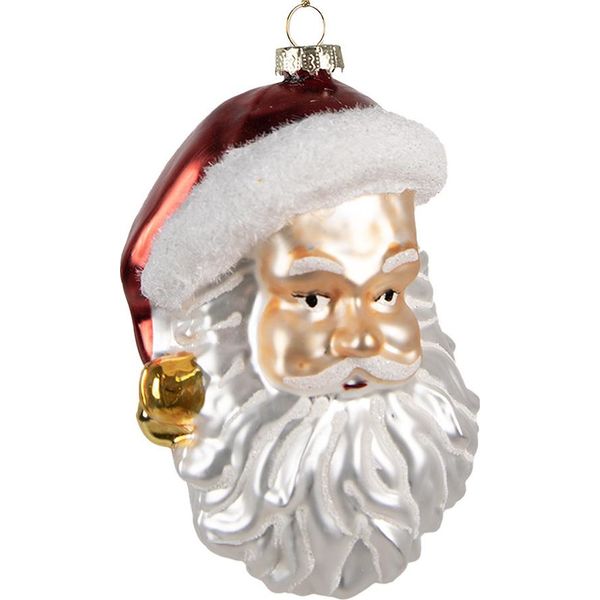 Ornamento Natalizio Clayre & Eef Babbo Natale 12 Cm Vetro Bianco-image