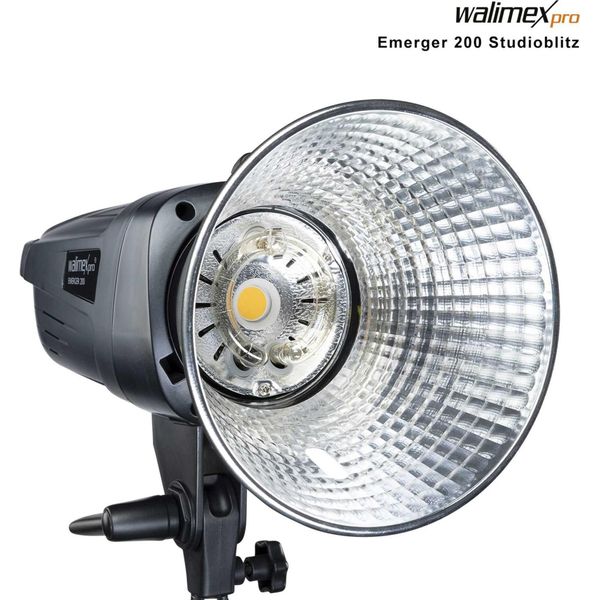 Walimex Pro Emerger 200 Flash Da Studio Con Potenza Flash Di 200 Ws, Unità Flash Con Radio A 2,4 Ghz, Flash Fotografico Con Tempo Di Ricarica Breve, Luce Flash Con Luce Di Modellazione Led Dimmerabile-image