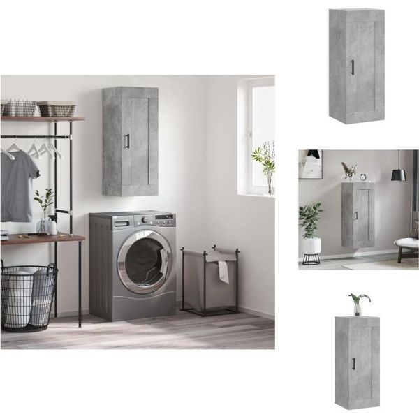 Vidaxl Armadio A Muro Grigio Cemento 34,5X34X90 Cm Materiale Legno - Credenze-image